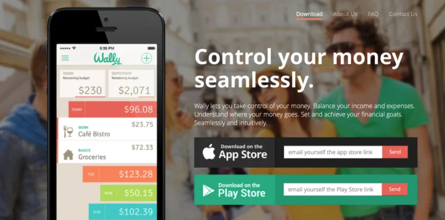 Wally app screen 1
