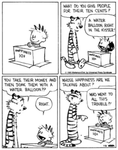 Bill Watterson comic on happiness