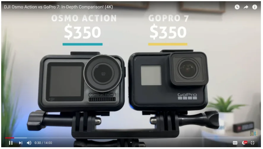 Comparison of GoPro and DJI Osmo action cameras