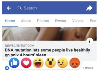 Facebook reactions emoji palette
