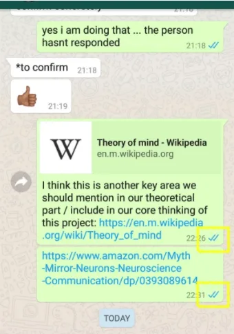 Highlight: 'Seen' signifier in a chat app